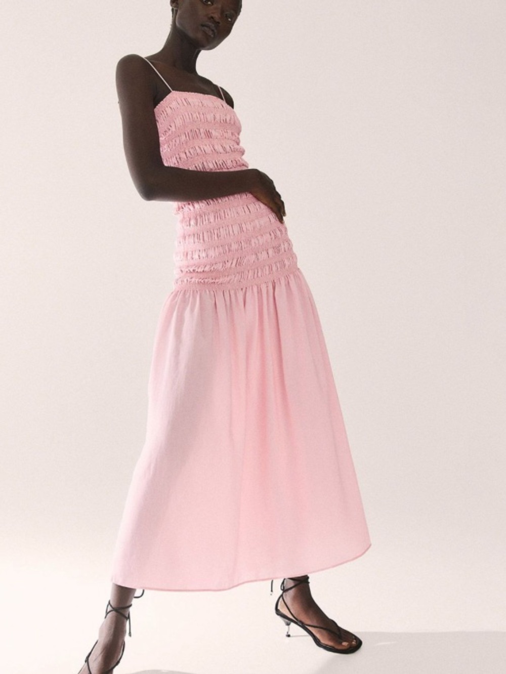 H&M Smocked Pink Maxi Dress